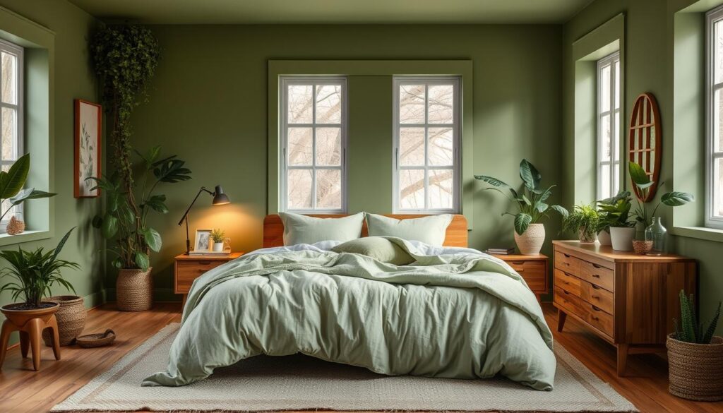 bedroom color schemes with green