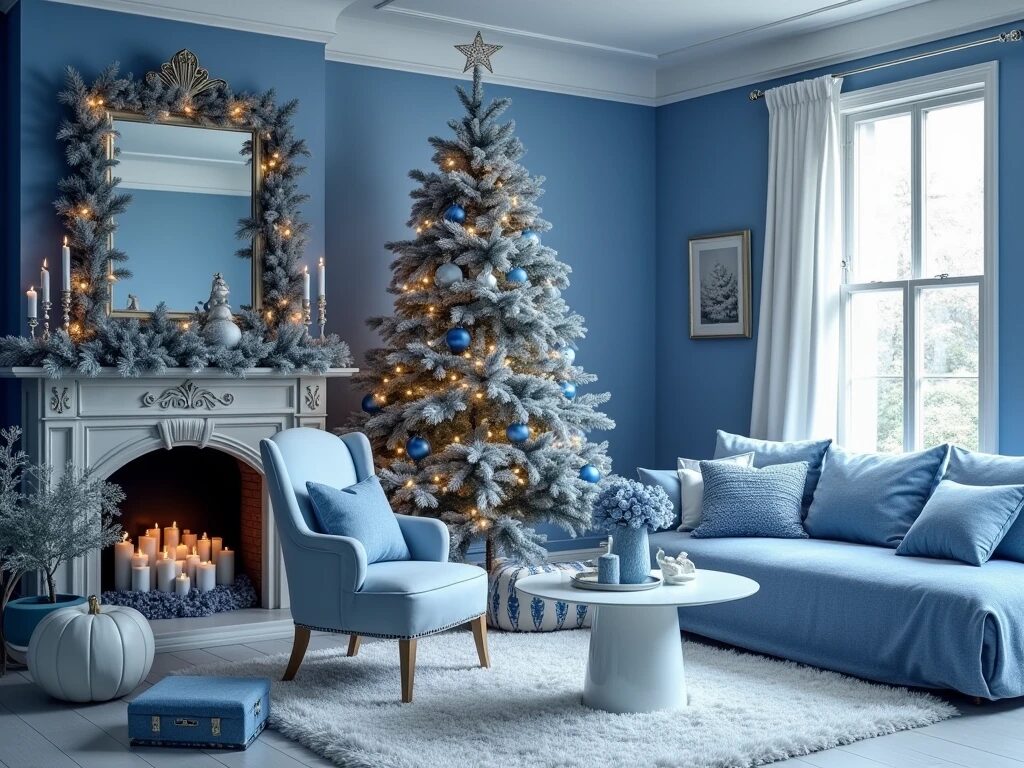 Home Decorating Ideas with Blue for Christmas