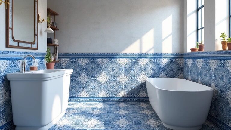 3. FloorPops Blue Moroccan Peel & Stick Vinyl Tiles